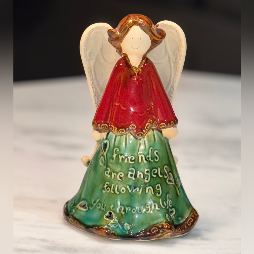 Angel Statue Hand Painted “Friends are Angels Following You Through Life”